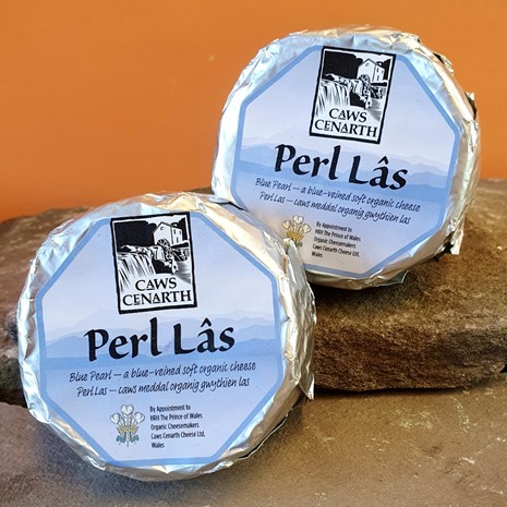 Delicious Perl Las Blue Cheese in Packaging Caws Cenarth